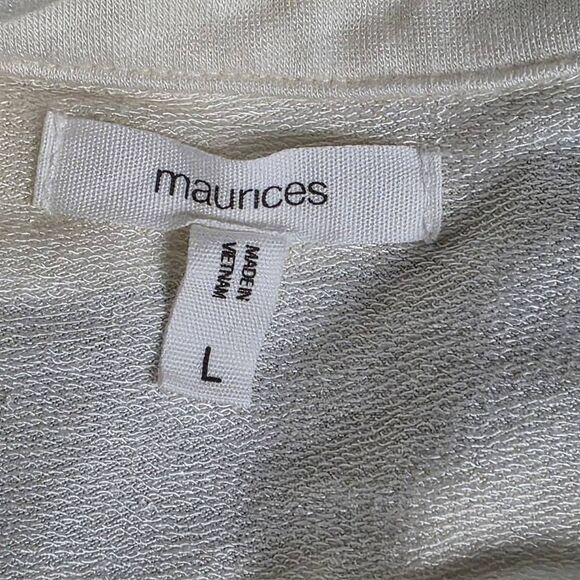 Maurices Ivory Black Striped Collared Button Top L - Picture 4 of 6